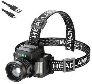 Ecocleanpath 2000 Lumen Rechargeable LED Headlamp with Gesture Sensing, Zoom & Side Light, 9 Modes, Black Ecocleanpath 2000 Lumen Rechargeable LED Headlamp with Gesture Sensing, Zoom & Side Light, 9 Modes, Black
