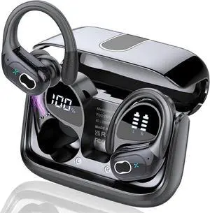 Bluetooth 5.4 Wireless Earbuds with Earhooks, 75H Playtime, Deep Bass Sport Headphones (Black) Bluetooth 5.4 Wireless Earbuds with Earhooks, 75H Playtime, Deep Bass Sport Headphones (Black)