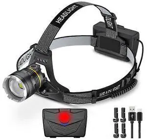 Ecocleanpath Rechargeable Headlamp 90000LM, Motion Sensor & Zoomable, 16H Battery, Power Bank Function (Black) Ecocleanpath Rechargeable Headlamp 90000LM, Motion Sensor & Zoomable, 16H Battery, Power Bank Function (Black)