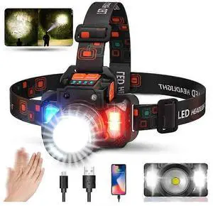 Ecocleanpath T8 Head Flashlight 3000LM, Rotary Zoom & Hand Sensor, Waterproof with Power Bank - Black Ecocleanpath T8 Head Flashlight 3000LM, Rotary Zoom & Hand Sensor, Waterproof with Power Bank - Black