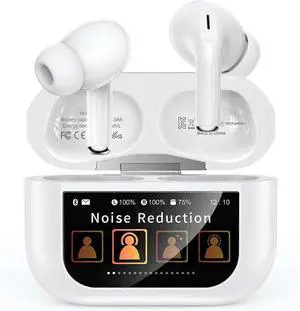 Wireless Earbuds Bluetooth 5.4 with Touch Screen Case, ANC+ENC Noise Cancelling, Hi-Fi Sound, 5 EQ Modes (White) Wireless Earbuds Bluetooth 5.4 with Touch Screen Case, ANC+ENC Noise Cancelling, Hi-Fi Sound, 5 EQ Modes (White)