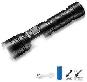 Ecocleanpath Upgraded 10000 Lumen LED Flashlight, USB-C Rechargeable, Zoom & 7 Modes, High Power Flashlight (Black) Ecocleanpath Upgraded 10000 Lumen LED Flashlight, USB-C Rechargeable, Zoom & 7 Modes, High Power Flashlight (Black)