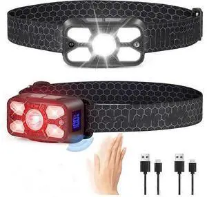 Ecocleanpath 2-Pack 2500 Lumen Rechargeable Headlamp with Motion Sensor, 14 Modes & Red Light (Black) Ecocleanpath 2-Pack 2500 Lumen Rechargeable Headlamp with Motion Sensor, 14 Modes & Red Light (Black)