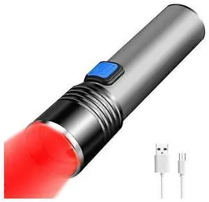 Ecocleanpath USB Rechargeable Red LED Flashlight, 3-Mode Zoomable for Night Observation & Astronomy (Black) Ecocleanpath USB Rechargeable Red LED Flashlight, 3-Mode Zoomable for Night Observation & Astronomy (Black)