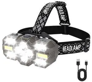 Ecocleanpath Rechargeable Waterproof Headlamp, 22000 Lumens Super Bright LED Headlight with 8+2 Modes for Running Hiking Camping (Black) Ecocleanpath Rechargeable Waterproof Headlamp, 22000 Lumens Super Bright LED Headlight with 8+2 Modes for Running Hiking Camping (Black)