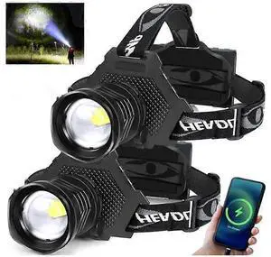 Ecocleanpath Rechargeable LED Headlamp 100K Lumen, 5 Modes, IPX6 Waterproof, Zoomable Black Headlight for Outdoor Ecocleanpath Rechargeable LED Headlamp 100K Lumen, 5 Modes, IPX6 Waterproof, Zoomable Black Headlight for Outdoor