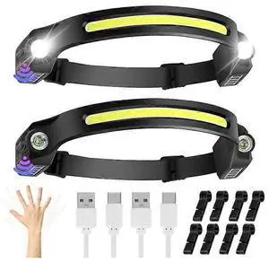 Ecocleanpath Motion Sensor Headlamp 6 Modes, 230° Wide Beam Rechargeable LED Headlight IPX4 Waterproof (Black, 2-Pack) Ecocleanpath Motion Sensor Headlamp 6 Modes, 230° Wide Beam Rechargeable LED Headlight IPX4 Waterproof (Black, 2-Pack)