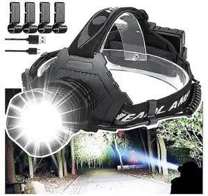Ecocleanpath 90000 Lumens LED Headlamp, Rechargeable Super Bright Head Torch with 5 Modes for Camping & Outdoor (Black) Ecocleanpath 90000 Lumens LED Headlamp, Rechargeable Super Bright Head Torch with 5 Modes for Camping & Outdoor (Black)