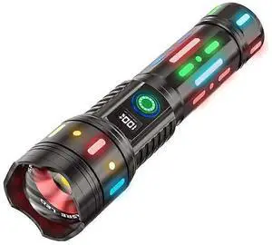 Ecocleanpath 1000m Zoomable Rechargeable Flashlight, 5 Modes & Power Display, IP67 Waterproof Tactical Light (Black) Ecocleanpath 1000m Zoomable Rechargeable Flashlight, 5 Modes & Power Display, IP67 Waterproof Tactical Light (Black)