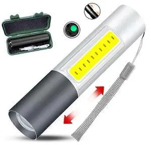 Ecocleanpath USB Rechargeable LED Flashlight, Super Bright Zoomable Light with 3 Modes for Camping & Outdoors (Silver)