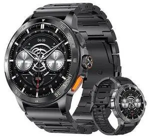 Ecocleanpath AK77 Smartwatch: 1.43" AMOLED, Bluetooth Calling, 100+ Sports Modes, Health Monitor (Black)