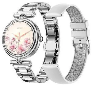 Ecocleanpath AK62 Smartwatch for Women, 1.09" IPS Bluetooth Calling, Silver w/ Health & Fitness Tracking Ecocleanpath AK62 Smartwatch for Women, 1.09" IPS Bluetooth Calling, Silver w/ Health & Fitness Tracking