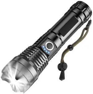 Ecocleanpath 10000 Lumens Rechargeable Tactical Flashlight, 5 Modes Zoomable & Waterproof LED Light for Outdoor Ecocleanpath 10000 Lumens Rechargeable Tactical Flashlight, 5 Modes Zoomable & Waterproof LED Light for Outdoor