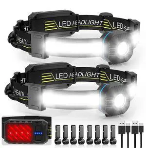 Ecocleanpath Super Bright LED Headlamp Rechargeable, 230° Floodlight & Red Taillight, IPX6 Waterproof, 10 Modes Ecocleanpath Super Bright LED Headlamp Rechargeable, 230° Floodlight & Red Taillight, IPX6 Waterproof, 10 Modes