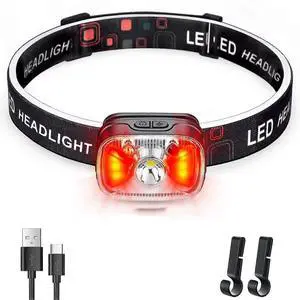 Ecocleanpath 1200 Lumen Motion Sensor Headlamp, Type-C Rechargeable Red Light, 14 Modes IPX4 Waterproof