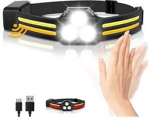 Ecocleanpath Rechargeable Headlamp 1200 Lumens, 260° Wide Beam, Motion Sensor, 9 Modes, Red Light (Black) Ecocleanpath Rechargeable Headlamp 1200 Lumens, 260° Wide Beam, Motion Sensor, 9 Modes, Red Light (Black)