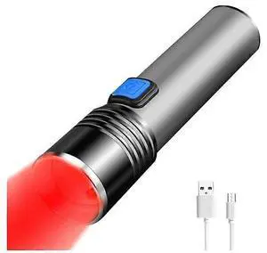 Ecocleanpath USB Rechargeable Red LED Hunting Flashlight, 3-Mode Mini Pocket Light for Night Vision (Gray) Ecocleanpath USB Rechargeable Red LED Hunting Flashlight, 3-Mode Mini Pocket Light for Night Vision (Gray)