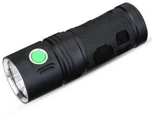 Ecocleanpath Ultra Light Waterproof LED Flashlight, 3 Modes & Lanyard, Rechargeable Mini Torch (Black)