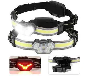 Ecocleanpath 2-Pack Rechargeable LED Headlamp, 600 Lumens 270° Beam with Red Taillight, Waterproof Black Headlight Ecocleanpath 2-Pack Rechargeable LED Headlamp, 600 Lumens 270° Beam with Red Taillight, Waterproof Black Headlight