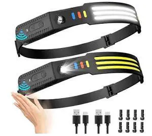 Ecocleanpath 2-Pack Rechargeable Headlamp with Motion Sensor, 230W Beam LED Headlight, 5 Modes, IPX4 Waterproof (Black) Ecocleanpath 2-Pack Rechargeable Headlamp with Motion Sensor, 230W Beam LED Headlight, 5 Modes, IPX4 Waterproof (Black)