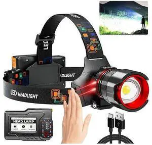 Ecocleanpath 900000LM Motion Sensor Headlamp, IPX7 Waterproof Rechargeable LED Headlight with Type-C/USB, 5 Modes (Black) Ecocleanpath 900000LM Motion Sensor Headlamp, IPX7 Waterproof Rechargeable LED Headlight with Type-C/USB, 5 Modes (Black)