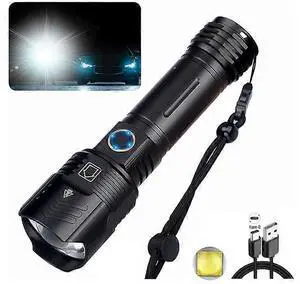 Ecocleanpath XHP160.2 LED Tactical Flashlight, 1000000 Lumens Super Bright, Rechargeable, 5 Modes, Zoomable, Waterproof, Black Ecocleanpath XHP160.2 LED Tactical Flashlight, 1000000 Lumens Super Bright, Rechargeable, 5 Modes, Zoomable, Waterproof, Black
