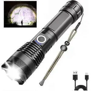 Ecocleanpath XHP50 LED Flashlight 10000 Lumens, 1200m Beam, 5 Modes, USB Rechargeable, Waterproof, Power Display (Black) Ecocleanpath XHP50 LED Flashlight 10000 Lumens, 1200m Beam, 5 Modes, USB Rechargeable, Waterproof, Power Display (Black)