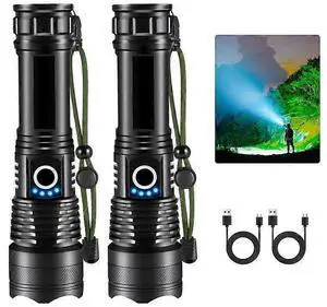 Ecocleanpath 2-Pack 990,000LM Rechargeable Tactical Flashlights, 5 Modes & Adjustable Focus, Type-C Fast Charging, Waterproof Ecocleanpath 2-Pack 990,000LM Rechargeable Tactical Flashlights, 5 Modes & Adjustable Focus, Type-C Fast Charging, Waterproof