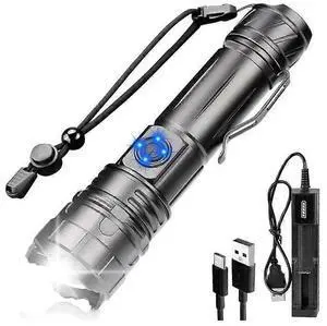 Ecocleanpath 12000 Lumens USB-C Rechargeable LED Flashlight - 4920ft Range, 5 Modes, IPX65 Waterproof for Camping & Hiking (Black) Ecocleanpath 12000 Lumens USB-C Rechargeable LED Flashlight - 4920ft Range, 5 Modes, IPX65 Waterproof for Camping & Hiking (Black)
