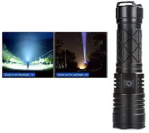Ecocleanpath XHP70.2 Super Bright LED Flashlight, 200000 Lumens, 5 Modes, Zoomable, Rechargeable, Black Ecocleanpath XHP70.2 Super Bright LED Flashlight, 200000 Lumens, 5 Modes, Zoomable, Rechargeable, Black
