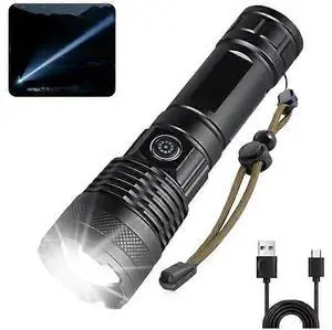 Ecocleanpath 250,000 Lumens Super Bright Tactical Flashlight, Rechargeable Zoomable LED Light for Camping & Emergencies Ecocleanpath 250,000 Lumens Super Bright Tactical Flashlight, Rechargeable Zoomable LED Light for Camping & Emergencies