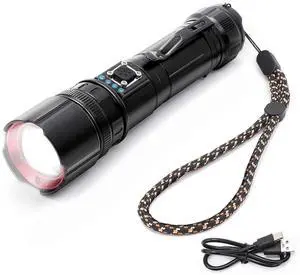 Ecocleanpath Rechargeable Tactical Flashlight, 1680ft Super Bright LED, 5 Modes Zoomable, Waterproof & Power Bank Ecocleanpath Rechargeable Tactical Flashlight, 1680ft Super Bright LED, 5 Modes Zoomable, Waterproof & Power Bank