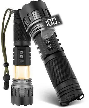 Ecocleanpath 20000 Lumen Rechargeable LED Flashlight, 10 Modes Zoomable Tactical Light with Power Bank Ecocleanpath 20000 Lumen Rechargeable LED Flashlight, 10 Modes Zoomable Tactical Light with Power Bank