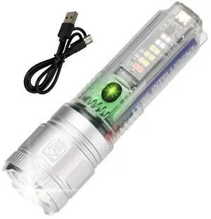 Ecocleanpath Solar Flashlight X36, 990K Lumens, Telescopic Zoom, USB Power Bank, IPX4 Waterproof, White