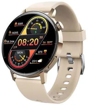 Ecocleanpath F22R Smart Sports Watch, 1.32" HD Round Screen, 24/7 Health Monitoring, Voice Call, Champagne Gold