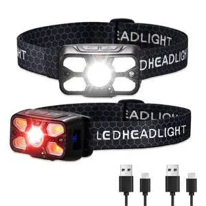 Ecocleanpath 2-Pack 2500 Lumens Rechargeable Headlamp with Motion Sensor & Red Light, 14 Modes Waterproof LED Headlight for Outdoor Ecocleanpath 2-Pack 2500 Lumens Rechargeable Headlamp with Motion Sensor & Red Light, 14 Modes Waterproof LED Headlight for Outdoor