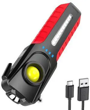 Ecocleanpath Rechargeable LED Work Flashlight with COB Side Light, Magnetic Base, USB-C Charging & Emergency Tools Ecocleanpath Rechargeable LED Work Flashlight with COB Side Light, Magnetic Base, USB-C Charging & Emergency Tools