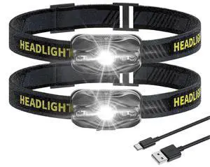 Ecocleanpath 2 Pack Motion Sensor Headlamp, Super Bright White & Red Light, Waterproof Rechargeable for Camping Running Fishing Ecocleanpath 2 Pack Motion Sensor Headlamp, Super Bright White & Red Light, Waterproof Rechargeable for Camping Running Fishing