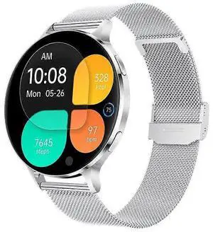 Ecocleanpath KM100 Ultra-Thin Metal Smartwatch: AMOLED Display, Bluetooth Calling, 150 Sports Modes, Silver Ecocleanpath KM100 Ultra-Thin Metal Smartwatch: AMOLED Display, Bluetooth Calling, 150 Sports Modes, Silver