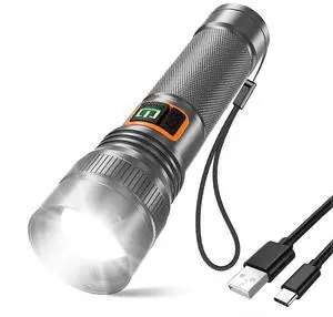Ecocleanpath 10000 Lumens Rechargeable Tactical Flashlight, USB-C Zoomable & Waterproof, 1200m Throw Ecocleanpath 10000 Lumens Rechargeable Tactical Flashlight, USB-C Zoomable & Waterproof, 1200m Throw