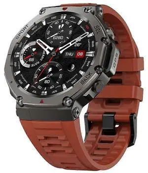 Ecocleanpath DM58 GPS Smartwatch, 5ATM Waterproof AMOLED Sports Watch with Heart Rate Tracking (Red)