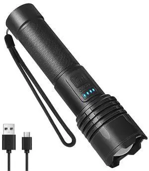 Ecocleanpath P109 Rechargeable LED Flashlight, 600m Super Bright, 3 Modes, IPX6 Waterproof for Camping & Emergencies