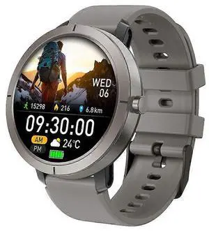 Ecocleanpath DM76 GPS Smartwatch, 5ATM Waterproof AMOLED Sports Watch with 170+ Modes (Grey)