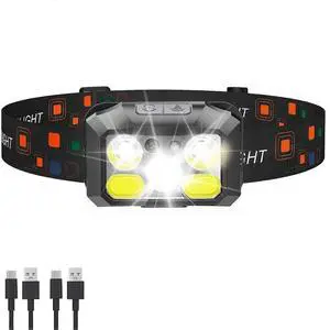Ecocleanpath Rechargeable LED Headlamp, 1200 Lumens, Motion Sensor, USB-C, IPX4 Waterproof for Running & Hiking