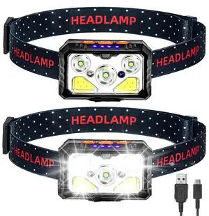 Ecocleanpath 2 Pack Rechargeable Motion Sensor Headlamp - 1100 Lumens LED, 6 Modes, USB, Waterproof Headlight Ecocleanpath 2 Pack Rechargeable Motion Sensor Headlamp - 1100 Lumens LED, 6 Modes, USB, Waterproof Headlight