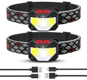 Ecocleanpath Rechargeable Headlamp 2-Pack, 1100 Lumen LED Headlight with Motion Sensor & Red/White Light, IPX4 Waterproof Ecocleanpath Rechargeable Headlamp 2-Pack, 1100 Lumen LED Headlight with Motion Sensor & Red/White Light, IPX4 Waterproof