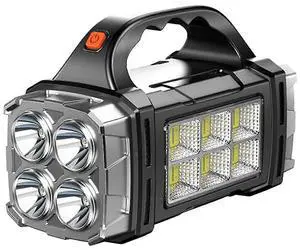 Ecocleanpath Solar Flashlight Rechargeable LED with COB Sidelight, 2400mAh for Camping, Power Outages & Emergencies