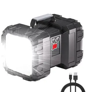 Ecocleanpath 4000LM Rechargeable LED Spotlight Flashlight, 3+4 Modes Waterproof Searchlight for Camping & Emergencies