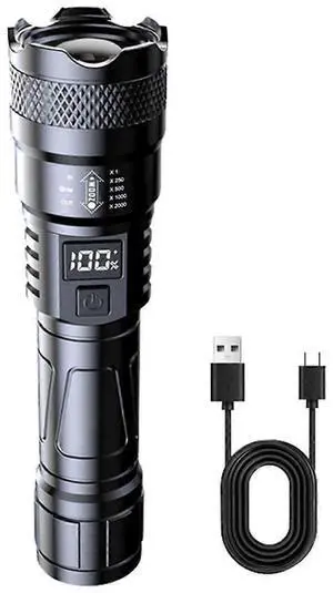 Ecocleanpath 2025 High Lumens Rechargeable Flashlight (Black) - Waterproof Outdoor LED Projector