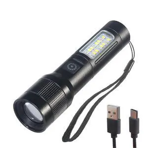 Ecocleanpath 1800mAh USB-C Rechargeable Flashlight - 7 Modes, Zoomable, IPX7 Waterproof (Black) Ecocleanpath 1800mAh USB-C Rechargeable Flashlight - 7 Modes, Zoomable, IPX7 Waterproof (Black)